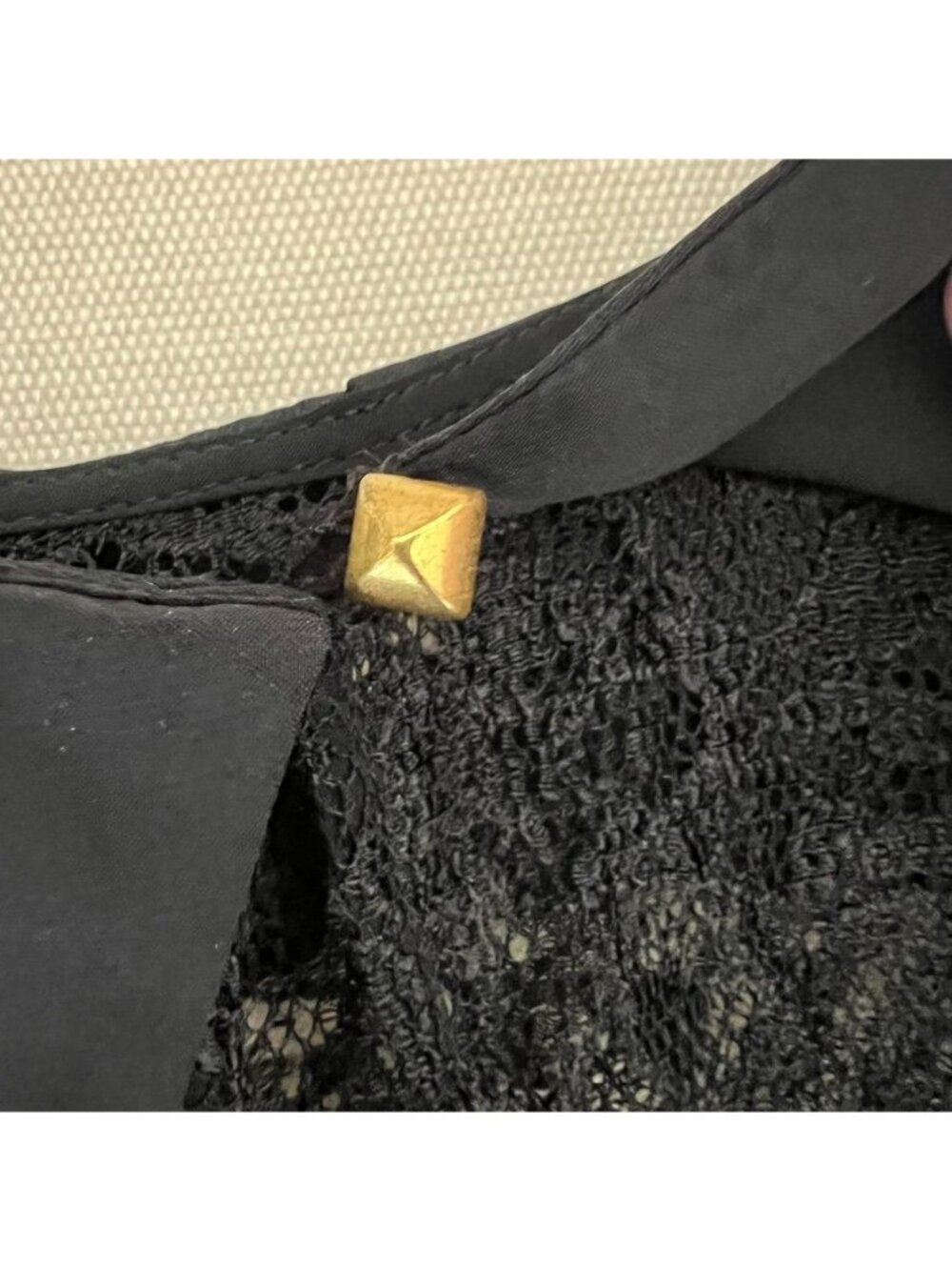 Y2K Womens Sz L Top Black Sheer Lace Peter Pan Collar Whimsigoth Fairy Grunge - Picture 8 of 11